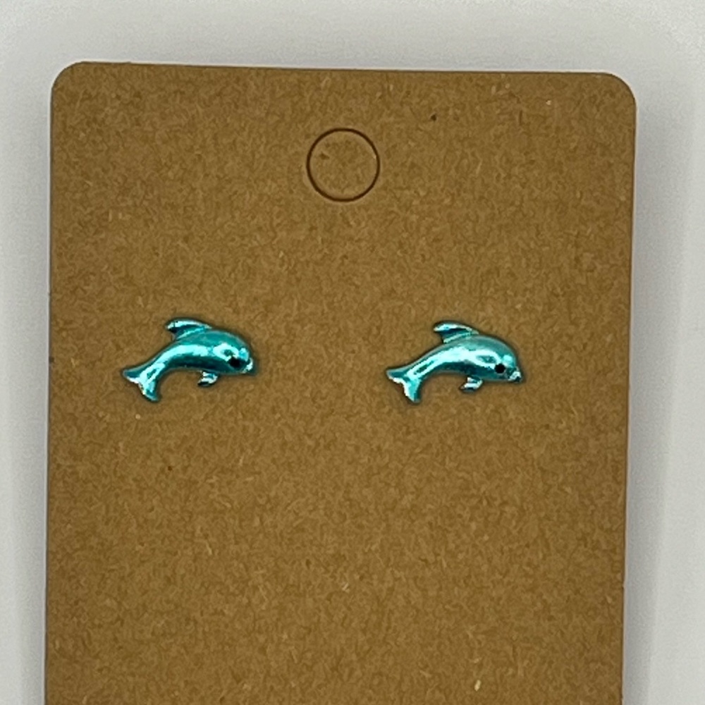 Turquoise dolphin stud earrings